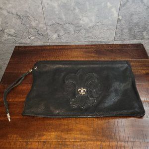 Chrome Hearts Authentic Black Leather Clutch With… - image 1